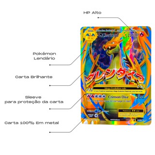 Carta Pokemon Em Metal Mega Charizard Y Colecionador Shopee Brasil