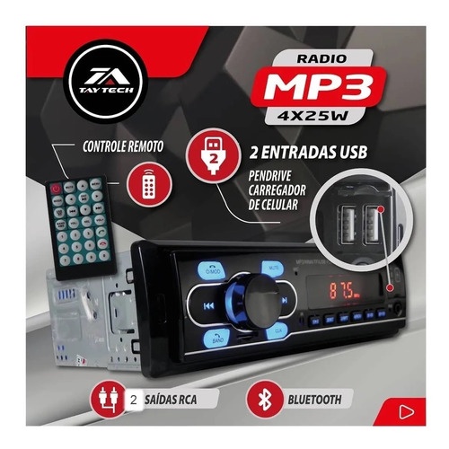 Aparelho Mp Radio Bluetooth Taytech Usb Fm Som X W Shopee Brasil