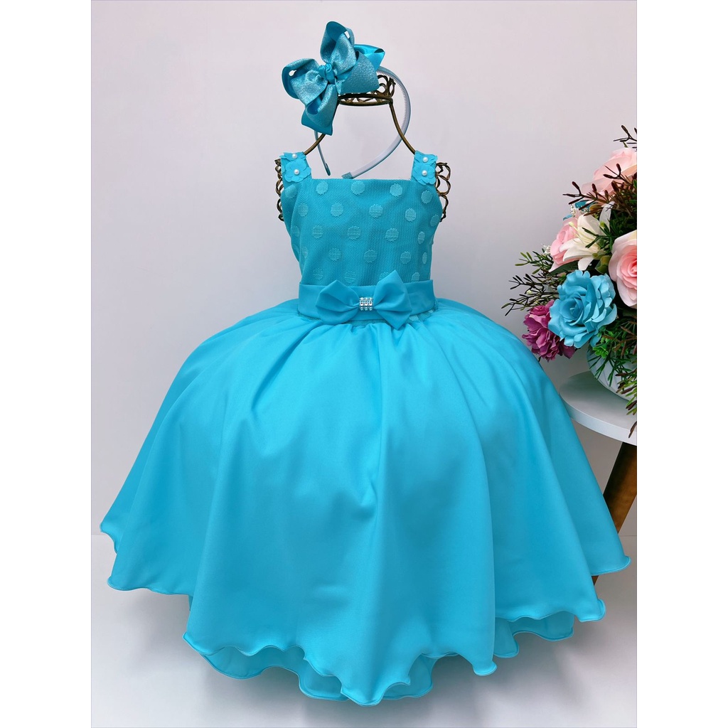 Vestido Infantil Festa Azul Tiffany Shopee Brasil