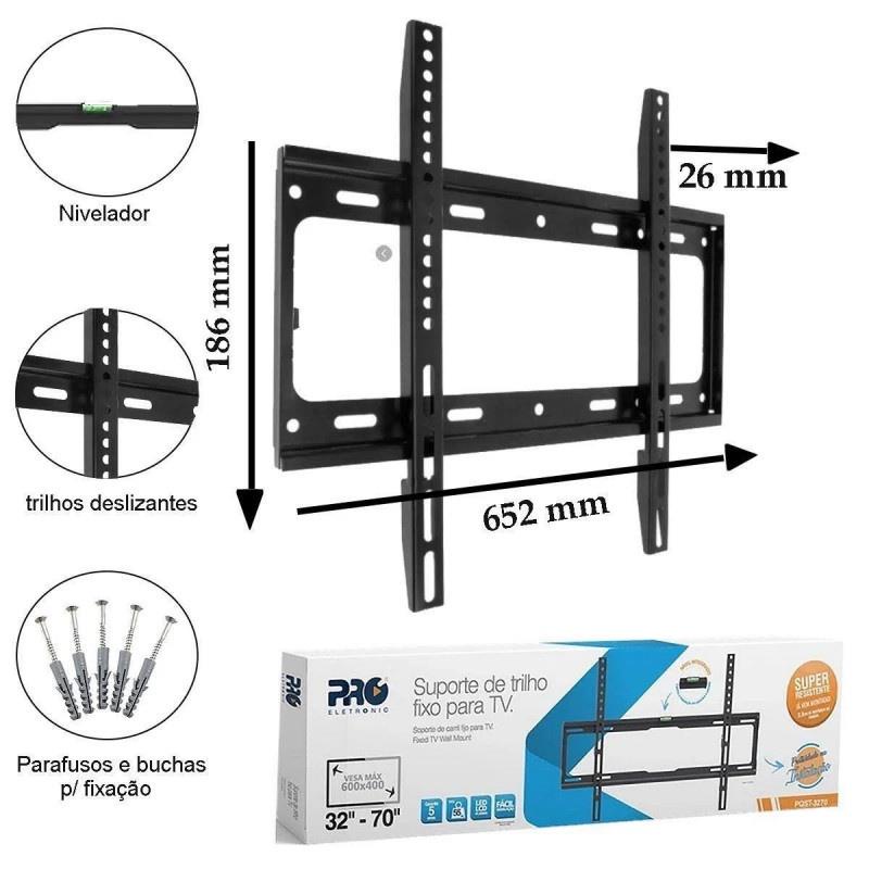 Suporte De Trilho Fixo Para Tv Pro Eletronic Pqst Shopee Brasil