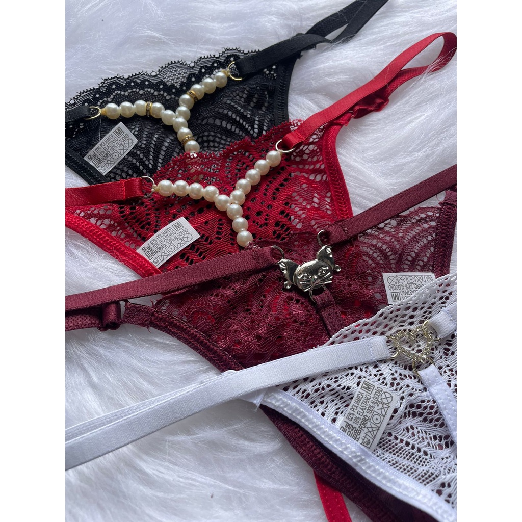 Calcinha Tanga Fio Dental Lingerie Pingente Sortido Shopee Brasil