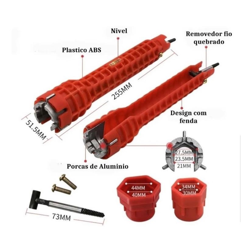 Torneira e Pia 8 Em 1 Multifuncional Ferramenta De Chave De Instalação