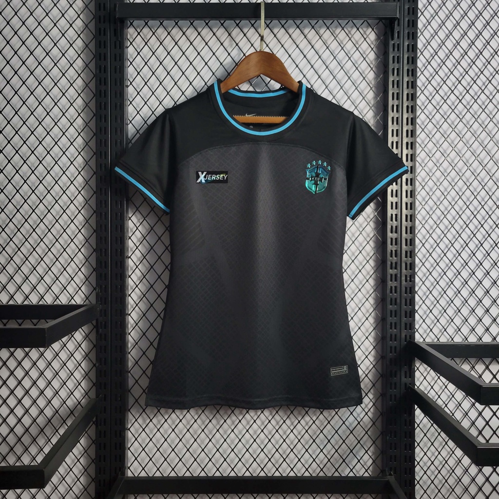 Camisa De Time Tailandesa Feminina Futebol Preto Shopee Brasil