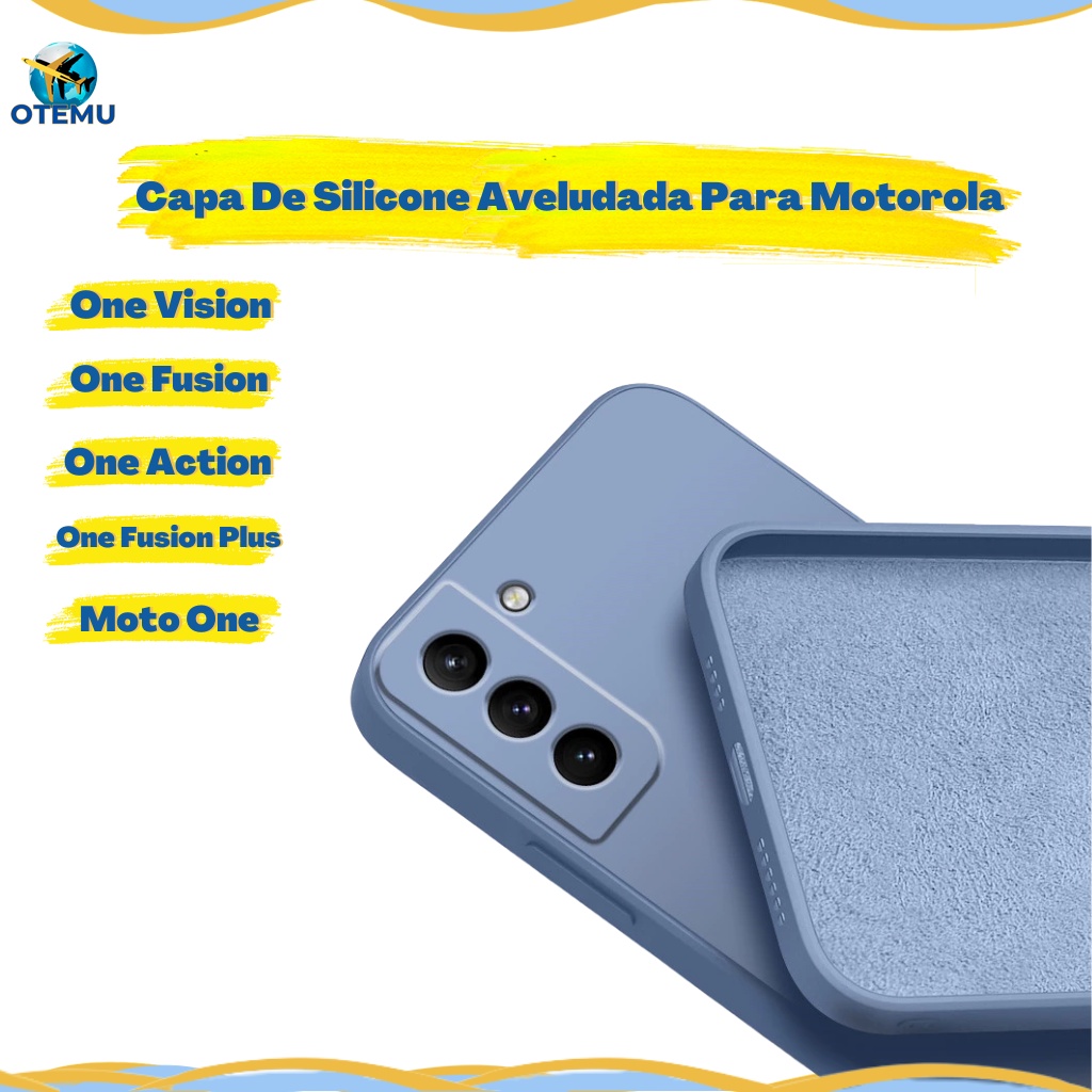 Capa De Silicone Aveludada Para Motorola Moto ONe Vision Action Fusion