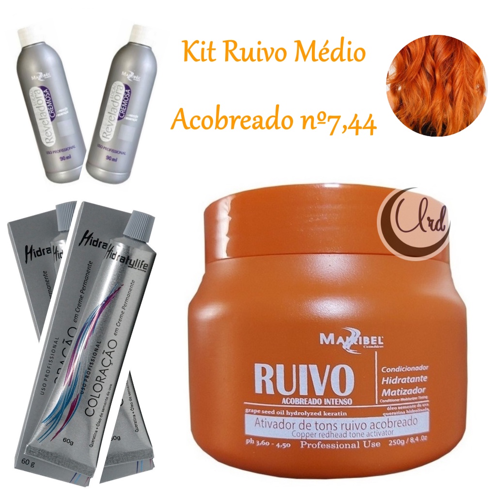 Kit 05 Ruivo Acobreado Intenso Mairibel Profissional 1 Mascara 2