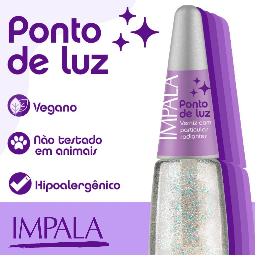 Ponto De Luz Top Coat Extra Brilho Glitter Impala Shopee Brasil