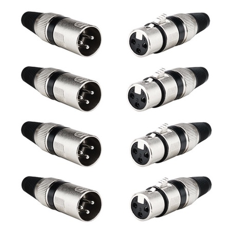 Kit Plugs Conector Xlr Canon Macho E F Mea Pinos Metal Para