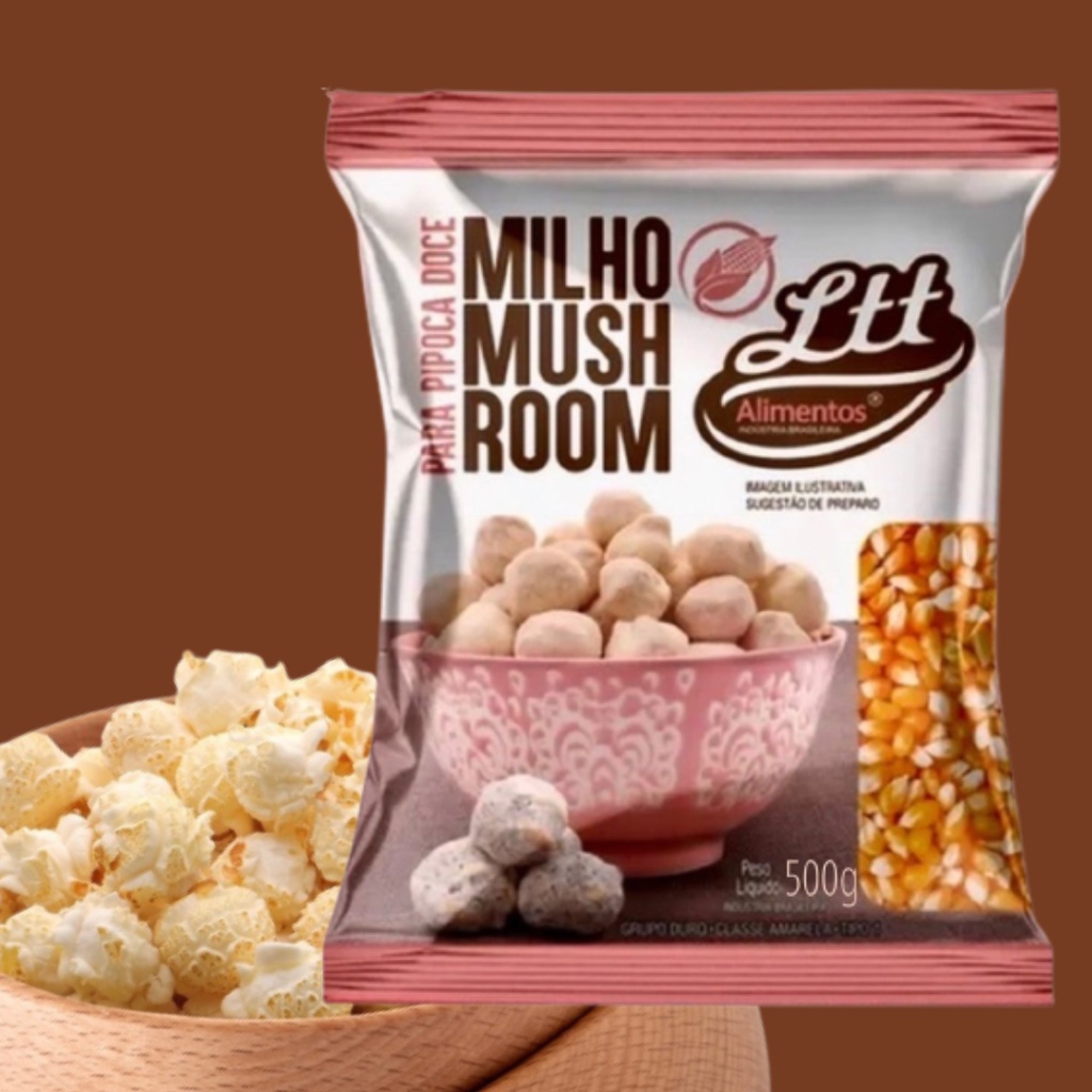 Milho Pipoca Ltt Mushroom Redonda Doce Sal Especial Gourmet 500g