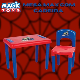 Mesa Cadeira Infantil Didatica Educativa Mesinha Max Vermelha Magic