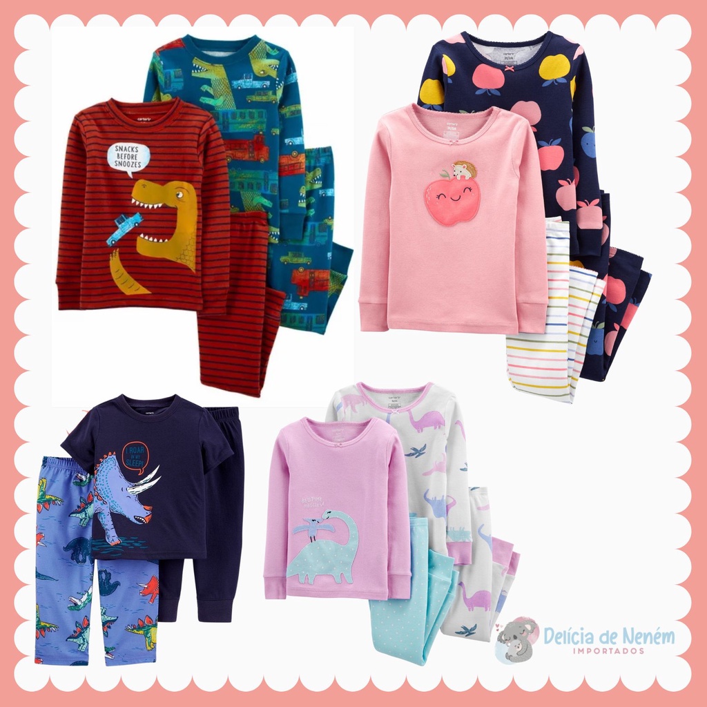 Kit Pijama Pe As Carters Infantil Menino E Menina Shopee Brasil