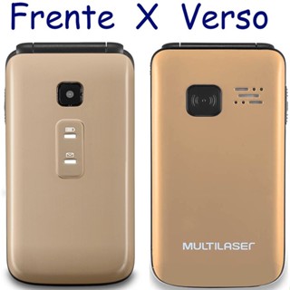 Celular Idoso Bluetooth Flip Vita Multilaser Dourado R Dio Fm Abre E