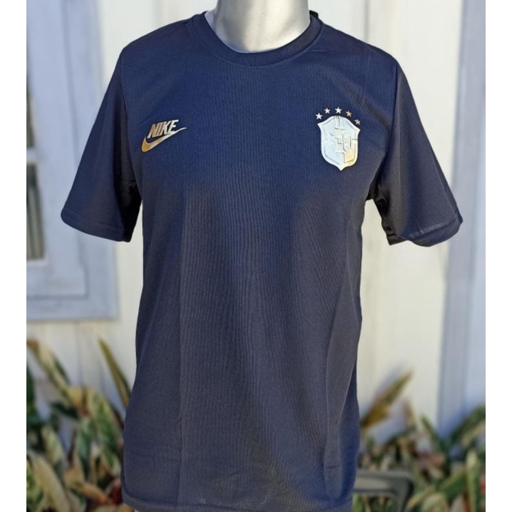 Camisa Do Brasil Preta Emblema Dourado Primeira Linha Shopee Brasil