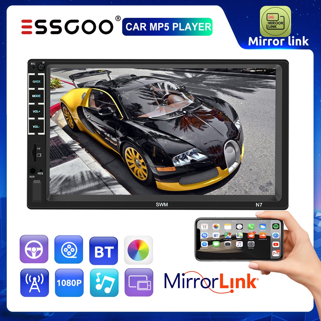 ESSGOO Doubel Din 7 Inch Rádio De Carro Tela Touch Screen link