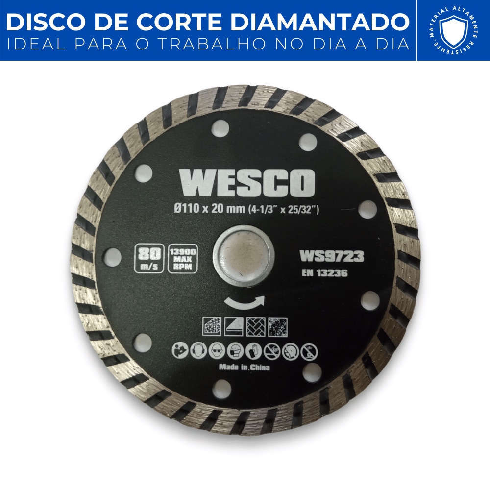 Disco De Corte Diamantado Turbo Profissional 110mm Wesco Shopee Brasil