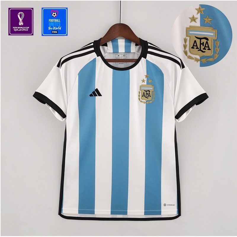 Três Estrelas Argentina 2022 Camisa De Futebol Tailandesa Para Equipe