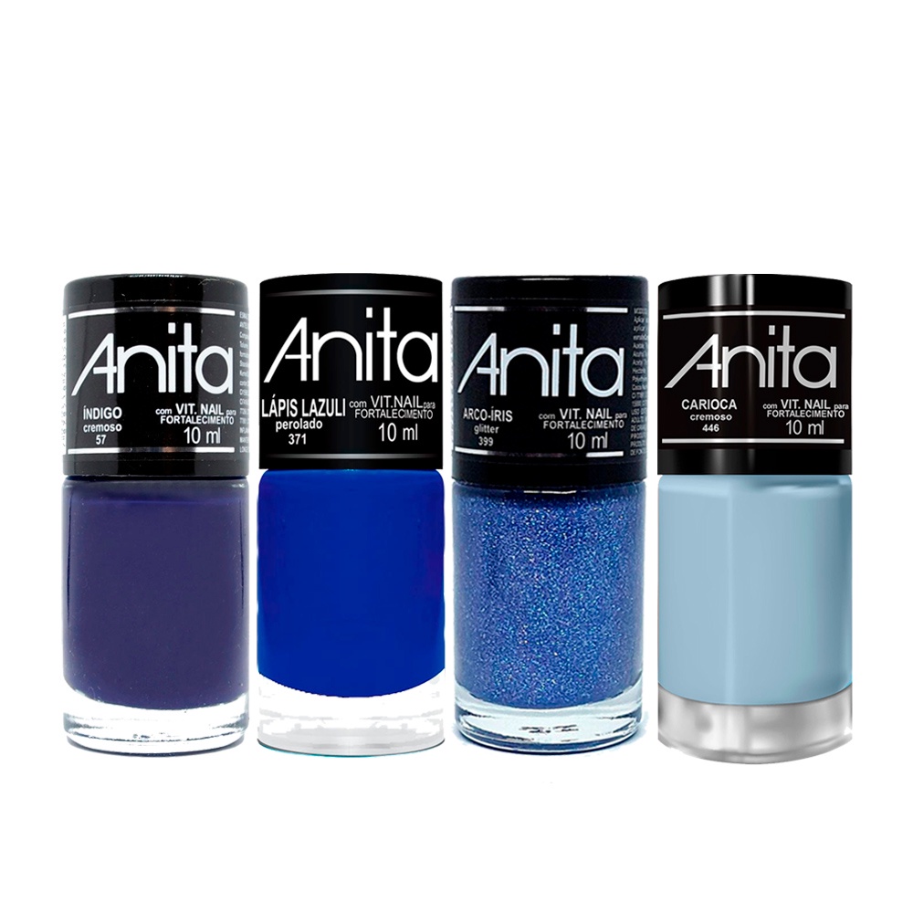 Kit Esmaltes Tons De Azul 4un Anita Esmaltes 10ml Shopee Brasil