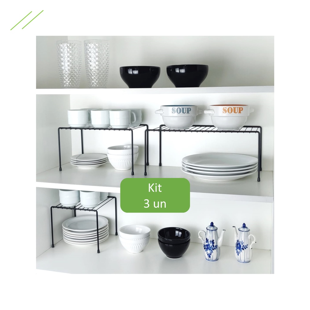 Kit Organizador Armario Cozinha Prateleira Preto Shopee Brasil