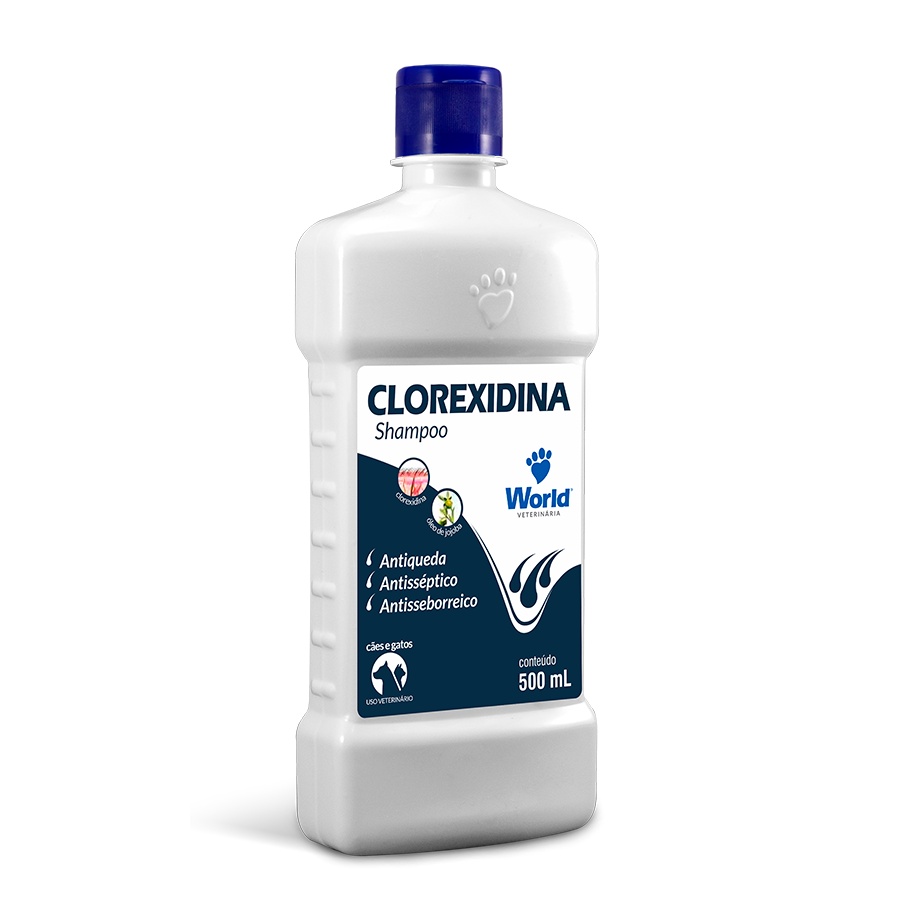 Shampoo World Veterinária Clorexidina para Cãs e Gatos 500 ml Shopee