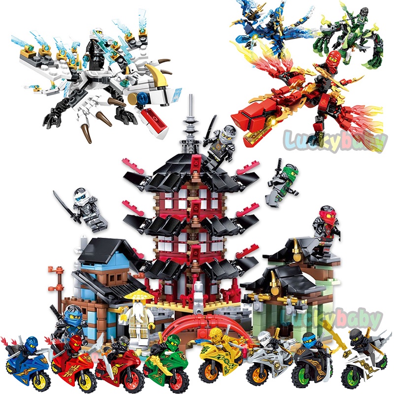 Ninja Templo Ninjago Mini Figuras Dragão Conjuntos De Montado Blocos De