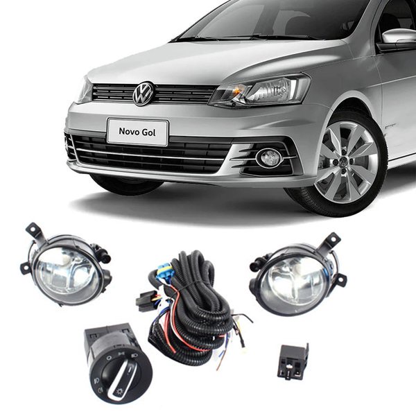 Kit Farol de Milha VW Gol Voyage G7 sem Grade 2016 à 2018 Botão