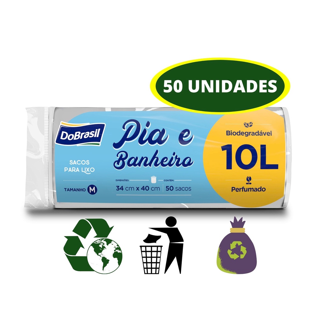 50 Saco De Lixo Perfumado Pia E Banheiro 10 Litros Branco Shopee Brasil