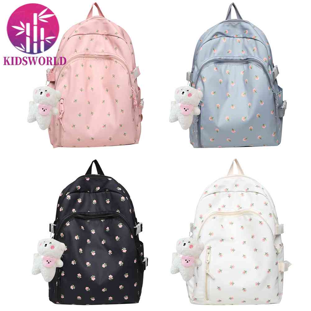 Moda Mochila Floral Estudante Faculdade Grande Capacidade Bolsa Escolar