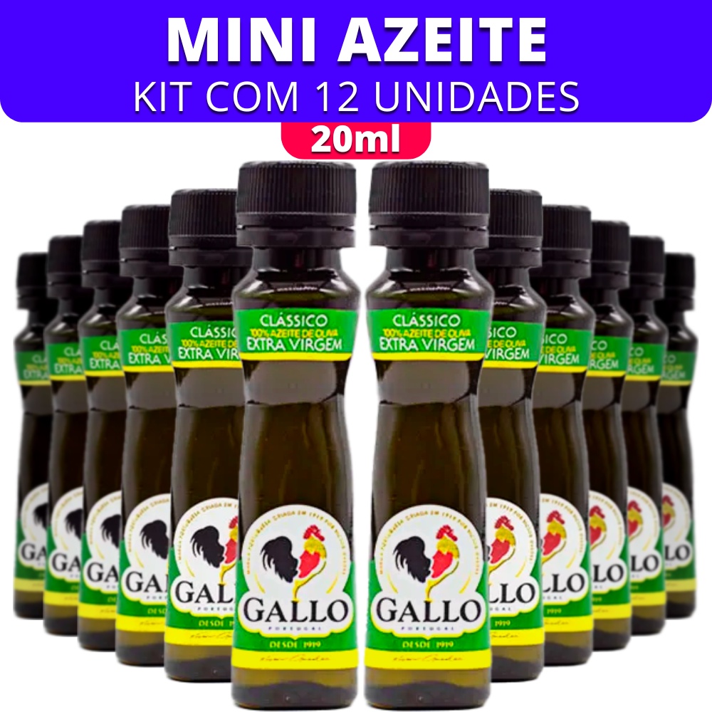 Mini Azeite Gallo Extra Virgem 20ml Kit 12 Unidades Shopee Brasil