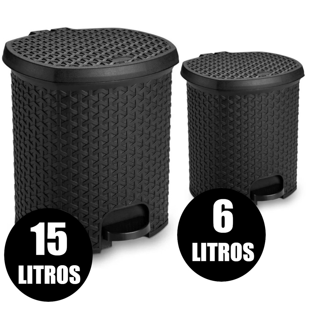 Kit Lixeira Rattan Cesto Litros Litros Pedal Oferta Oferta