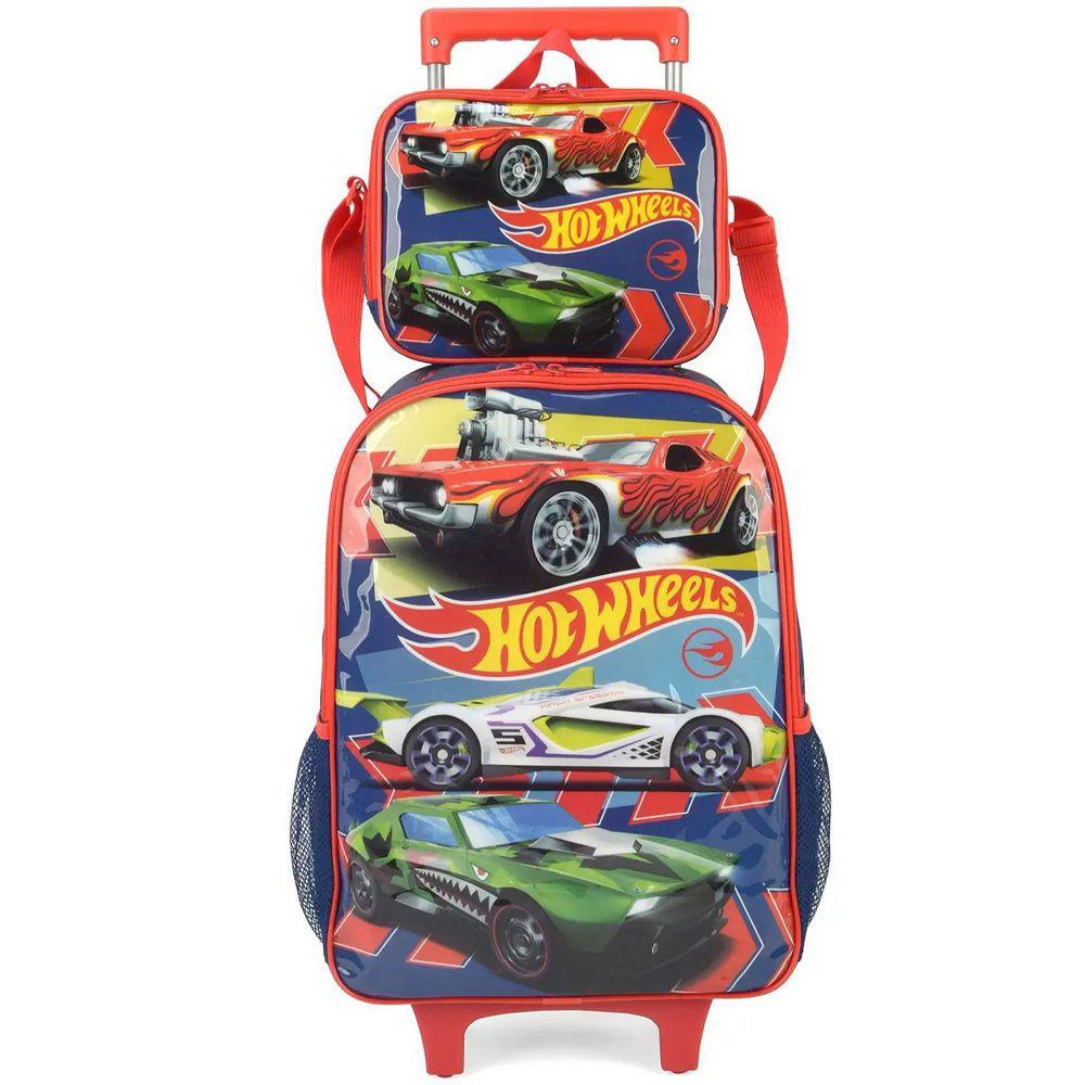 Kit Mochila De Rodinha Lancheira Infantil Hot Wheels Luxcel Shopee