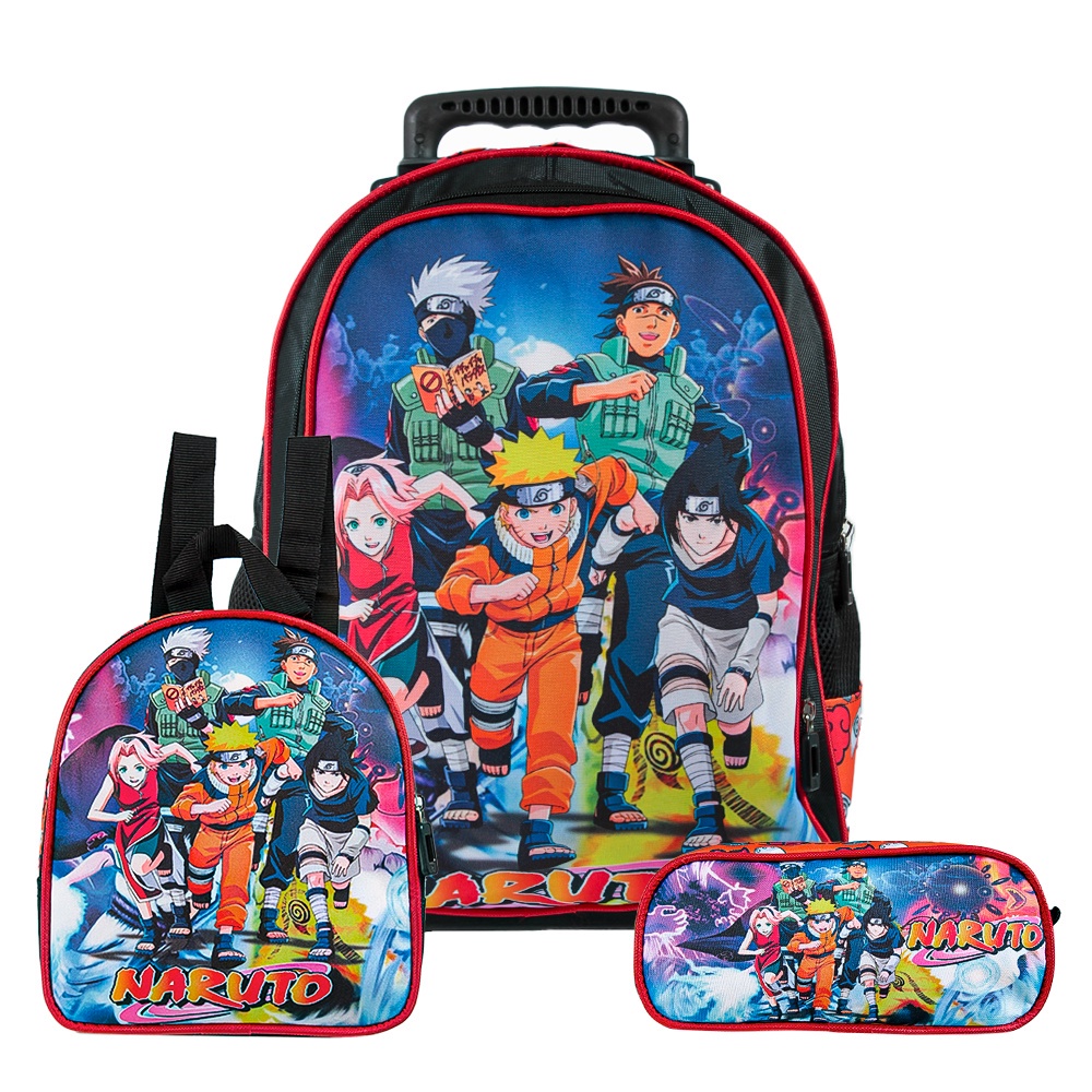 Mochila Escolar Naruto Classico Rodinha Kit Lancheira Estojo Shopee