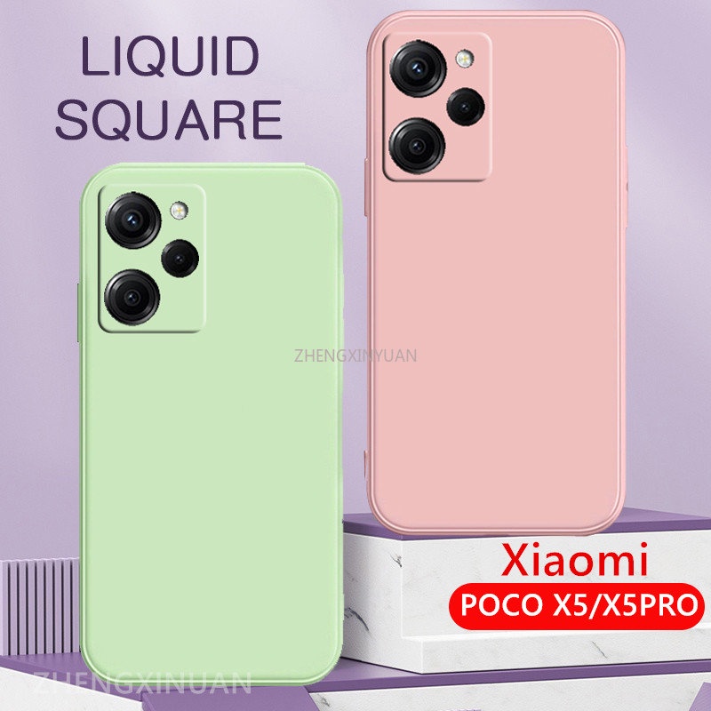 Para Xiaomi Poco X5 Pro 5G Capa Quadrada De Silicone Líquido Poko