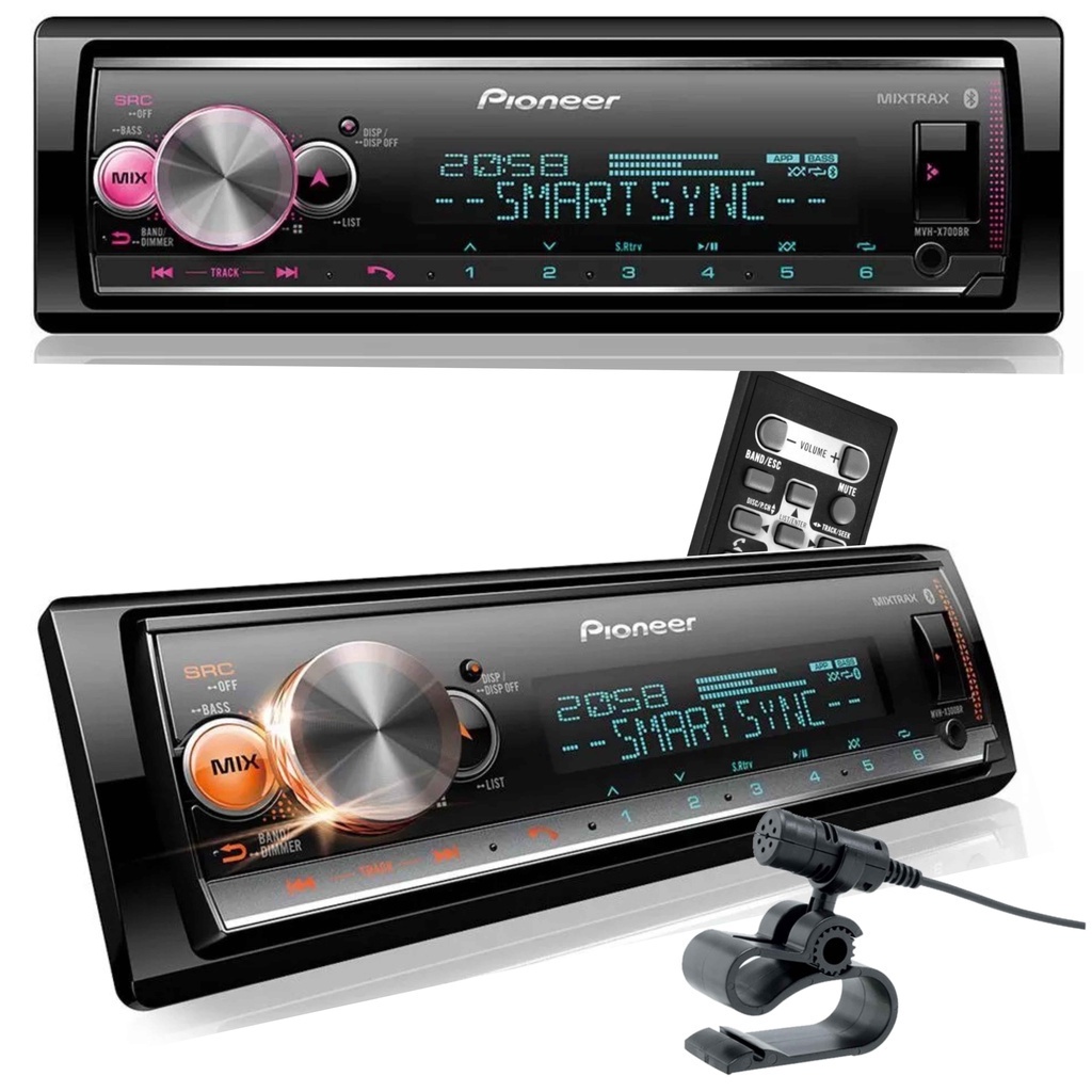 Aparelho De Som Mp3 Pioneer Bluetooth Mvh X7000br Auto Radio Usb Rms C