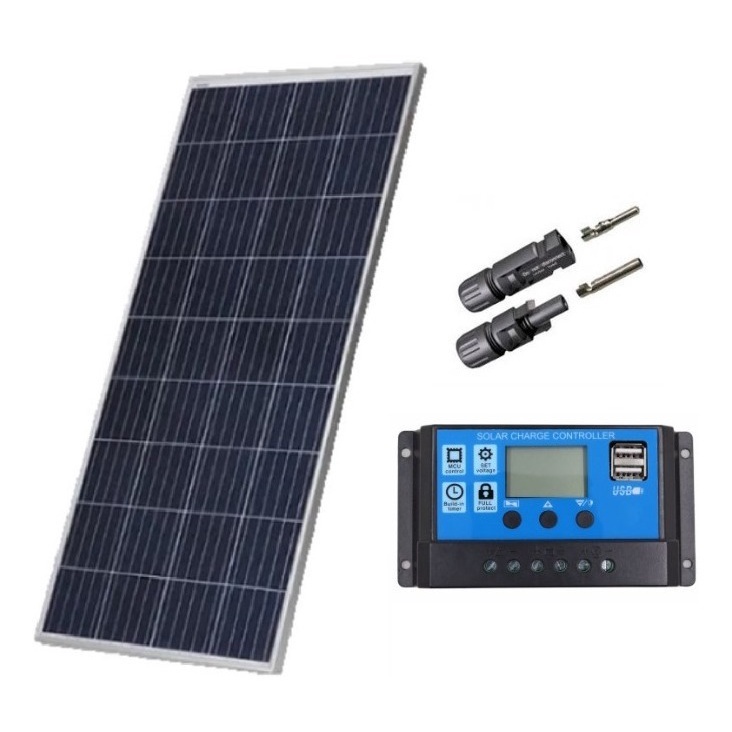 Kit Painel Placa Solar 150w Controlador Carrega Bateria 12v Shopee Brasil