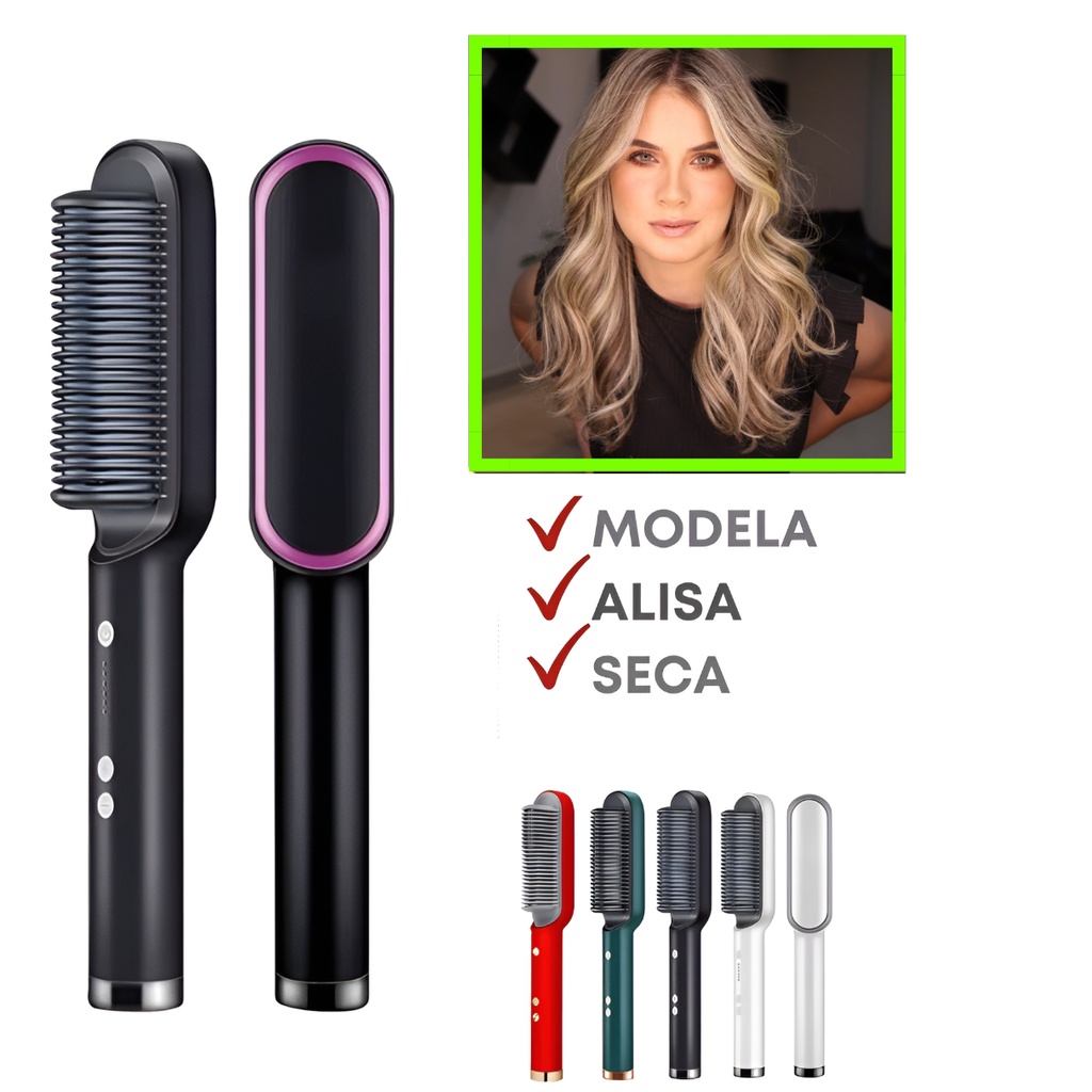 Escova Pente Chapinha 3 Em 1 Modela Seca Cabelo E Alisa Bivolt Shopee