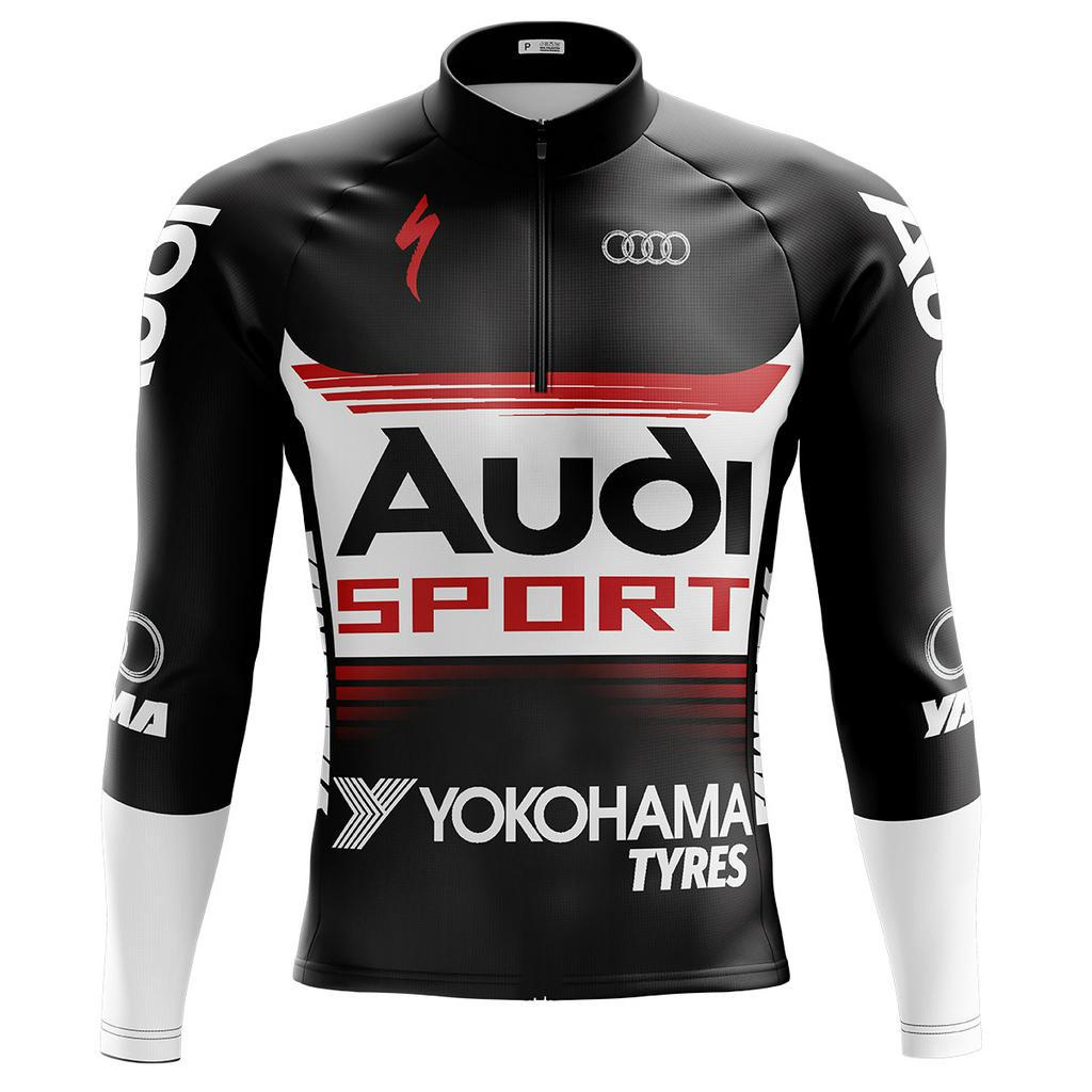 Camiseta Ciclismo Masculina Dryfit Proteção UV Bike MTB Speed Audi Preta