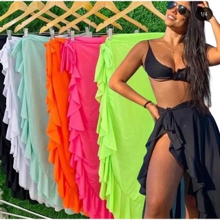 Canga de Amarrar longa babado Saia Envelope Pareô Saída de Praia envio imediato