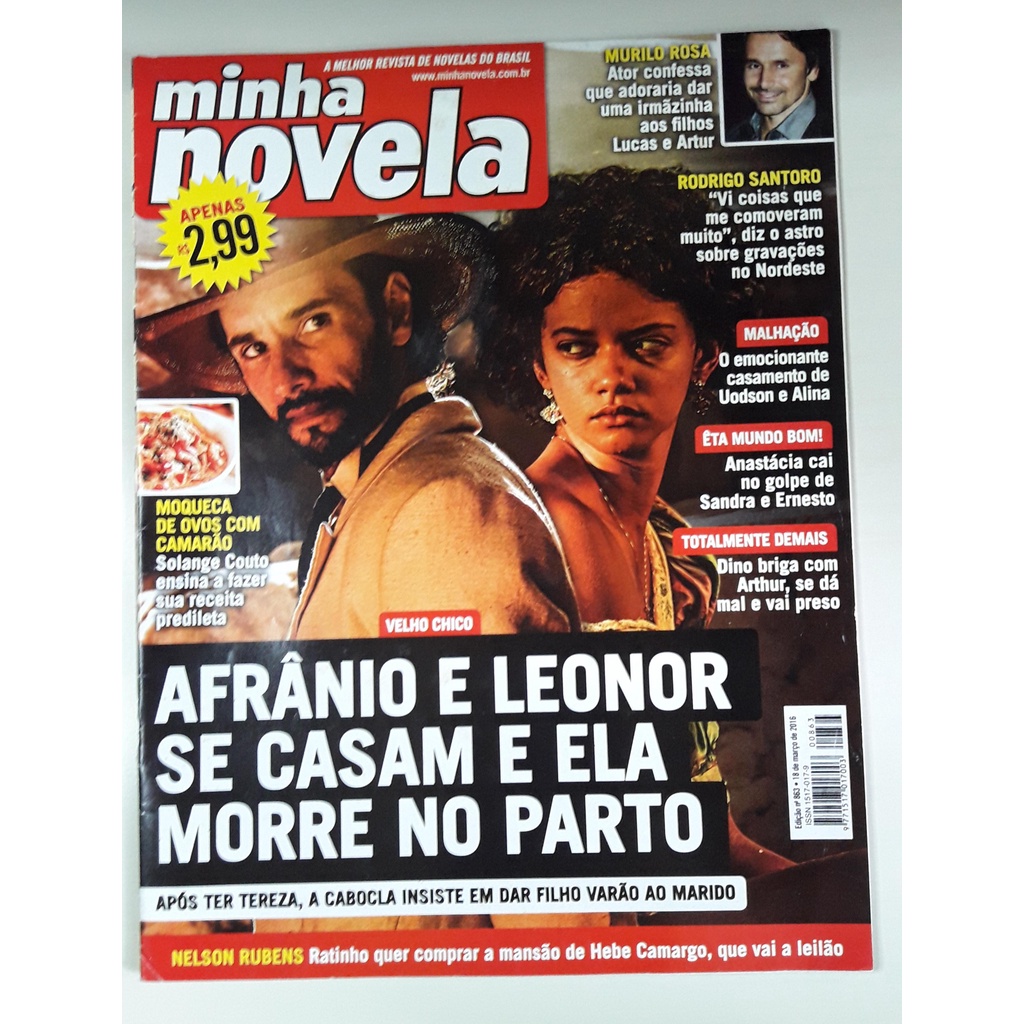 Revista Minha Novela 863 Velho Chico Rodrigo Santoro Felipe Titto Lucero Giovanna Antonelli Fatmagul 18 de março de 2016