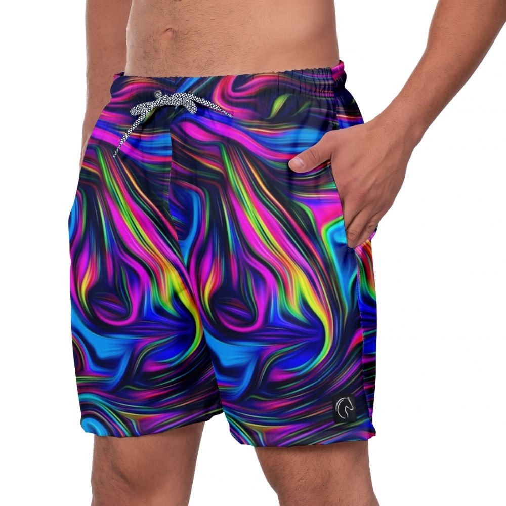 Shorts Masculino Estampado Bermuda com Elástico e Cordão Ajustável Bolsos Laterais Uso Casual Praia