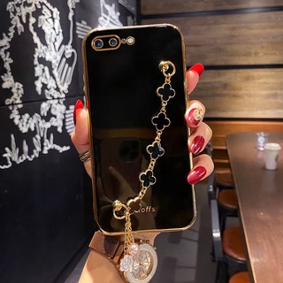 Para iPhone 8 7 6 Plus Se 2020 Feminino Pulseira Trevo de Quatro Folhas Estojo Macio Sorte em Oferta na Shopee