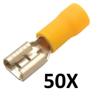 50X Terminal Pre Isolado Femea 4mm A 6mm FDD5.5-250 Amarelo (Pacote C/ 50pçs)