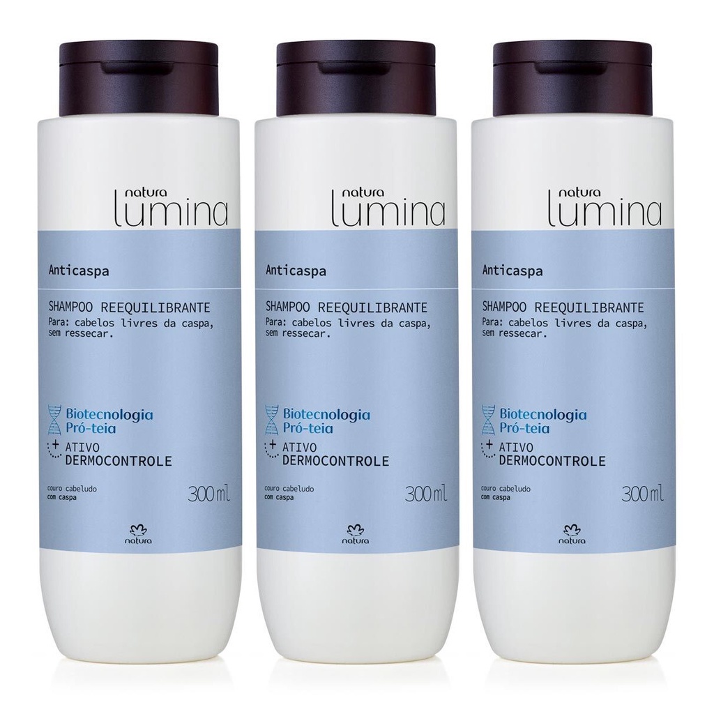 3 X Shampoo Reequilibrante Anticaspa Lumina Natura 300ml | Shopee Brasil