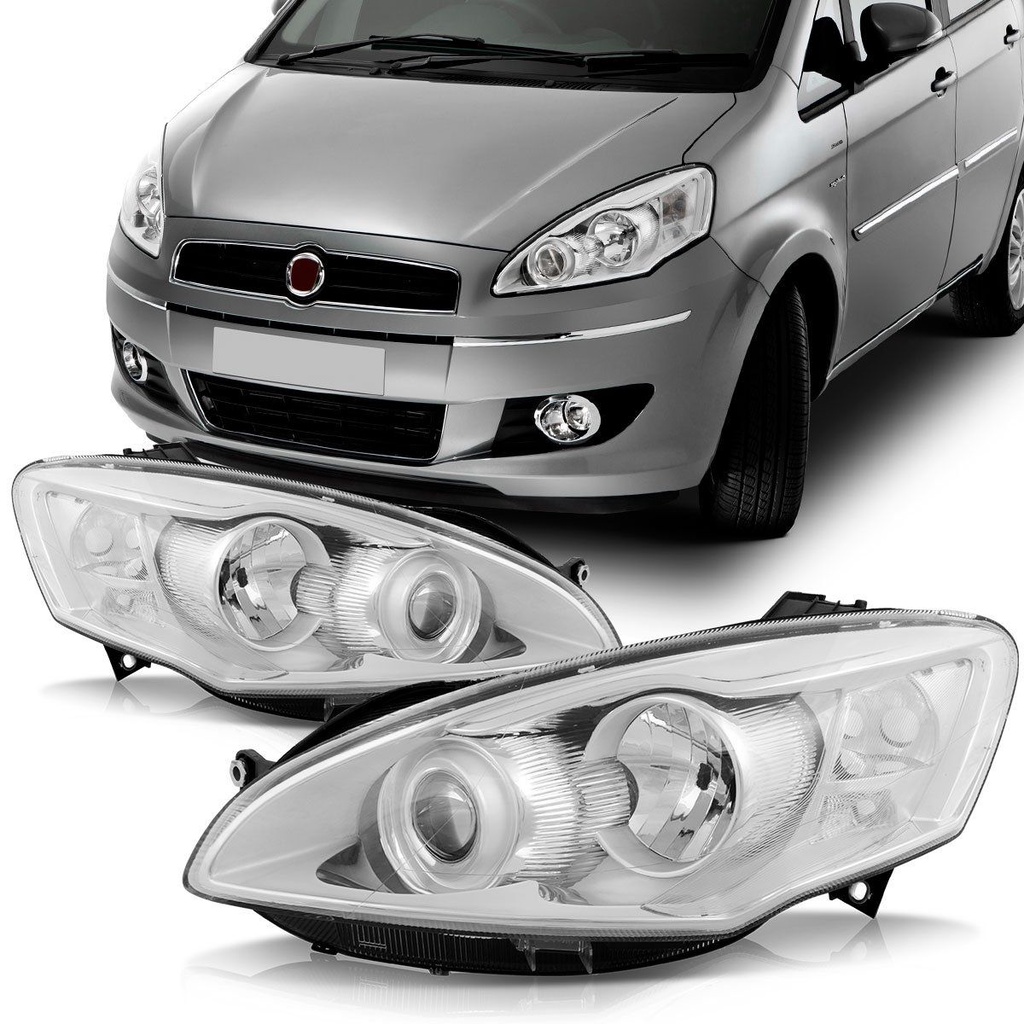Farol Idea 2011 2012 2013 2014 2015 2016 Foco Duplo Cromado - Spare Parts and Accessories for Vehicles