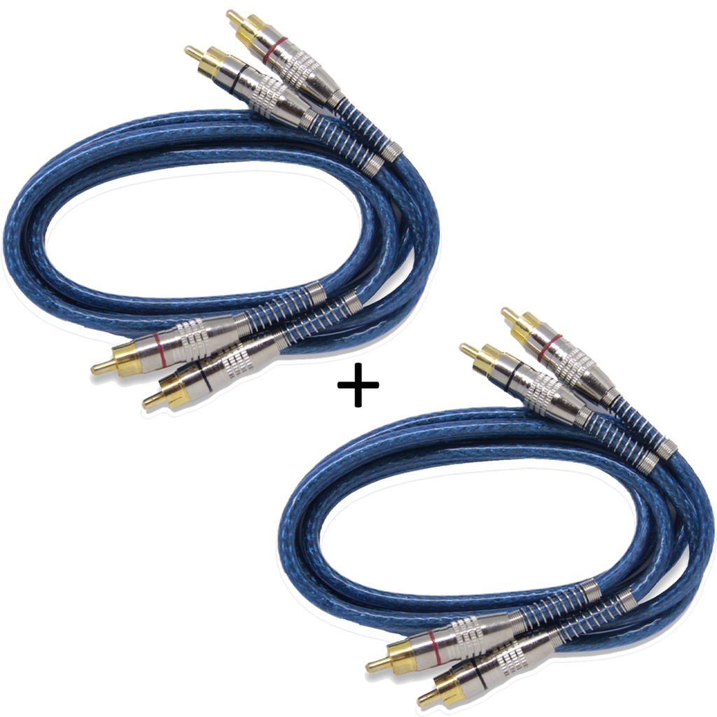 Kit 2 Cabos RCA Injetado Blindado 1 Metro Techone Para Modulo em Oferta na Shopee