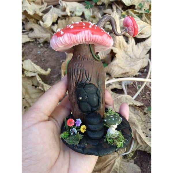 Diorama casa jardim de gnomo fada duende
