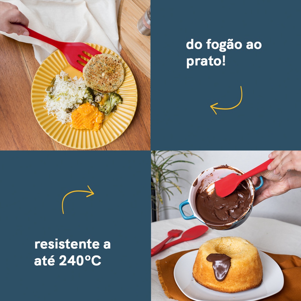 Kit de Utensílios de Silicone com 7 peças Vermelho - OIKOS — imagem 2 de 2