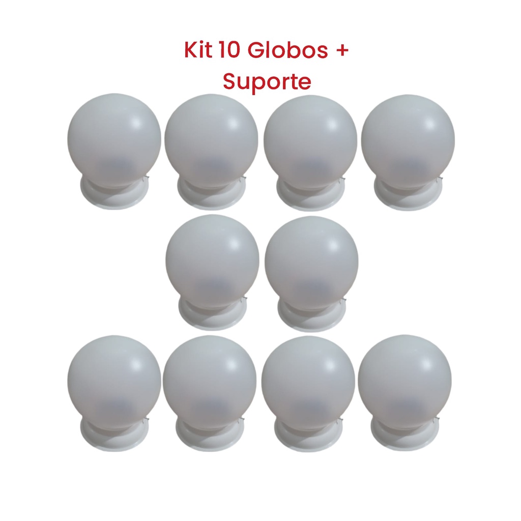 Kit 10 Globo Bolinha 15cm com Suporte Boca 10 cm PVC Luconi