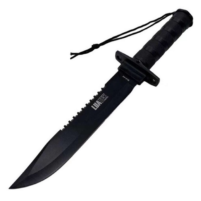 Faca Rambo Tática Militar Aço inox serrilhado kit sobrevivência + Bainha