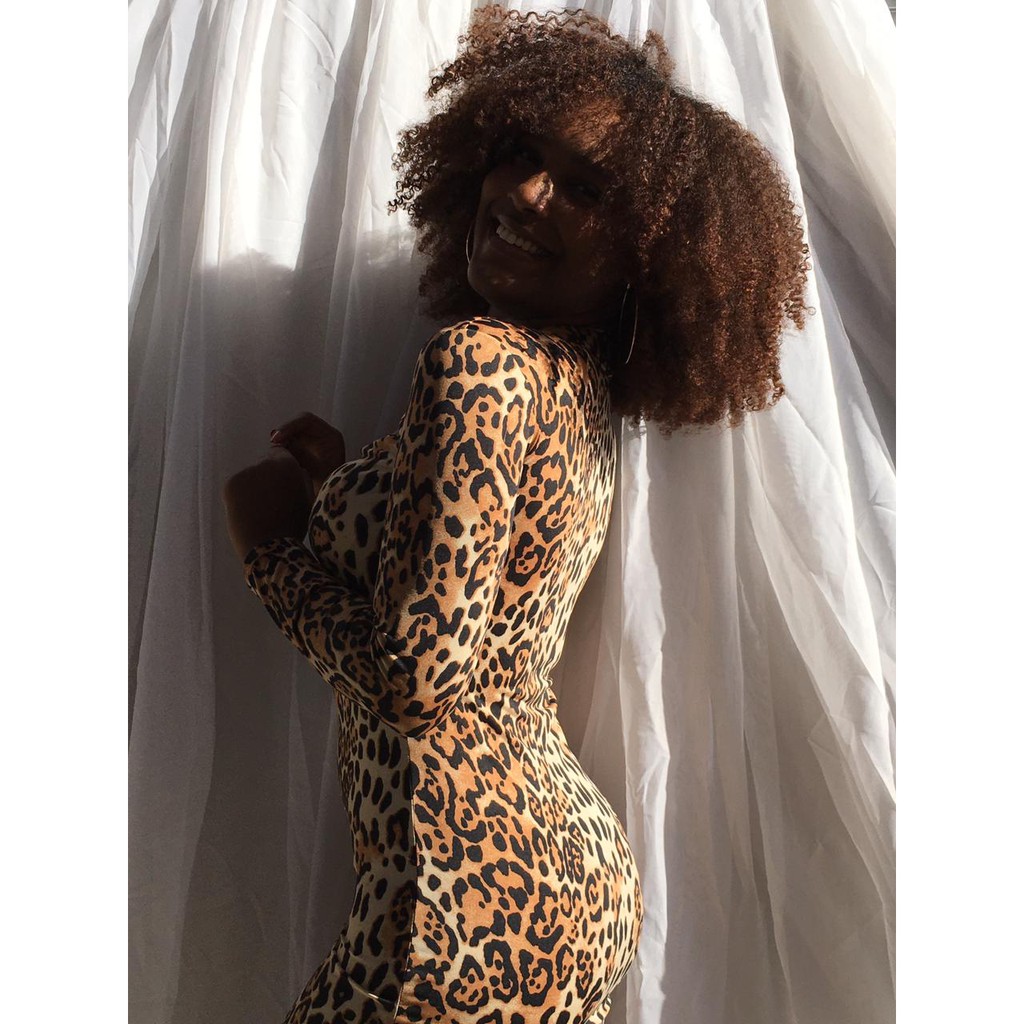 Vestido Stephane  Vestido feminino Vestido com manga Vestido onça