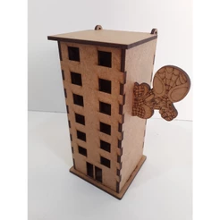 Lembrança de aniversário Prédio Heróis mdf. Kit 10 unidades.