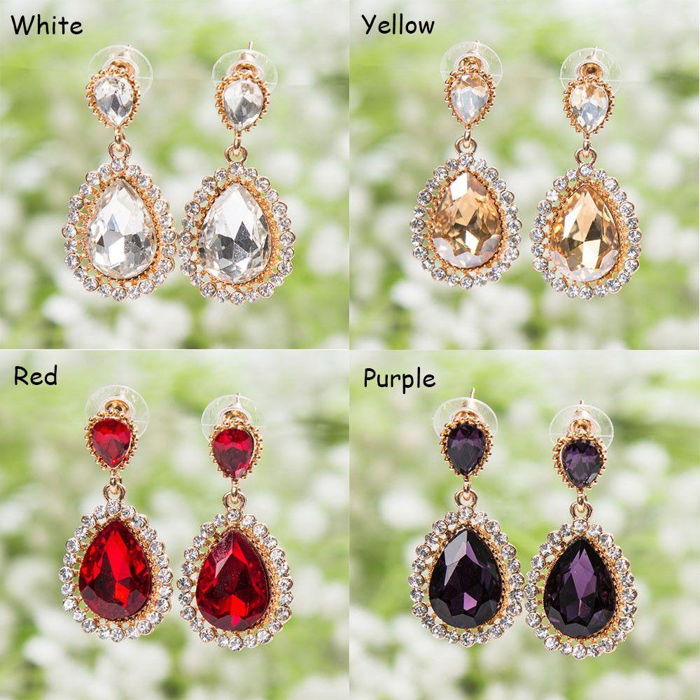 ME Brincos De Gota D'água Rhinestones Multicolor Retro Longo Feminino — imagem 2 de 2